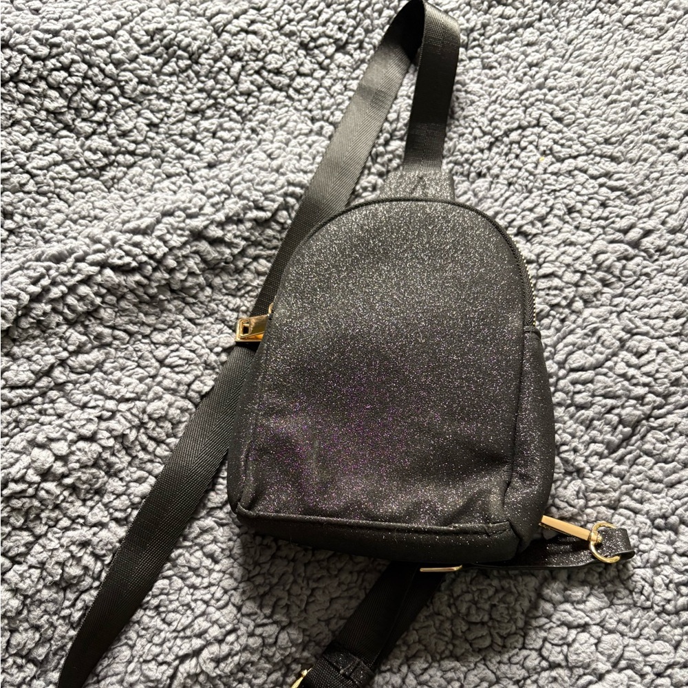 Madison West Black Glitter Mini Backpack